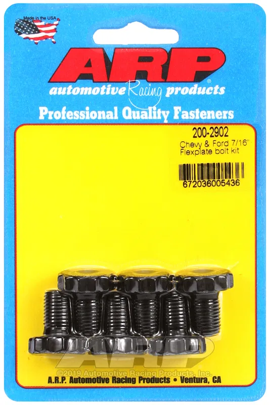 200-2902 – ARP Auto Trans Flexplate Bolt, For Use With 90 Degree V6 Chevy/ 265 and 454 V8 with 2 Piece Rear Seal 0.68...